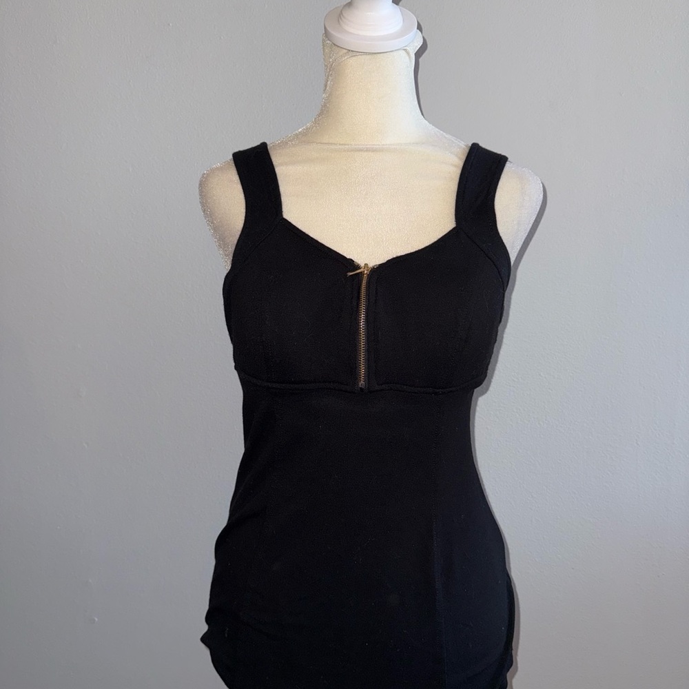 Cache Black Tank Top with Zipper